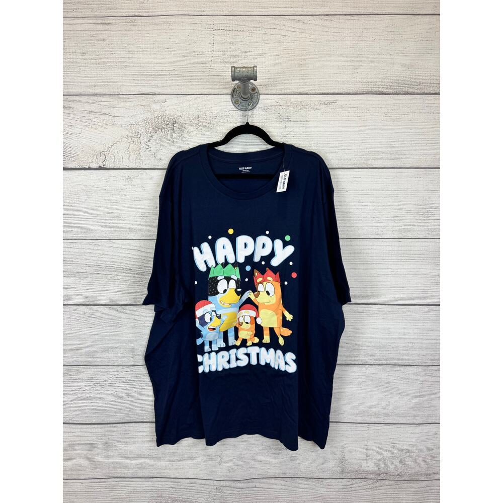 Old Navy Navy Men's Bluey Christmas Graphic Short Sleeve Tee Size 4XLT
